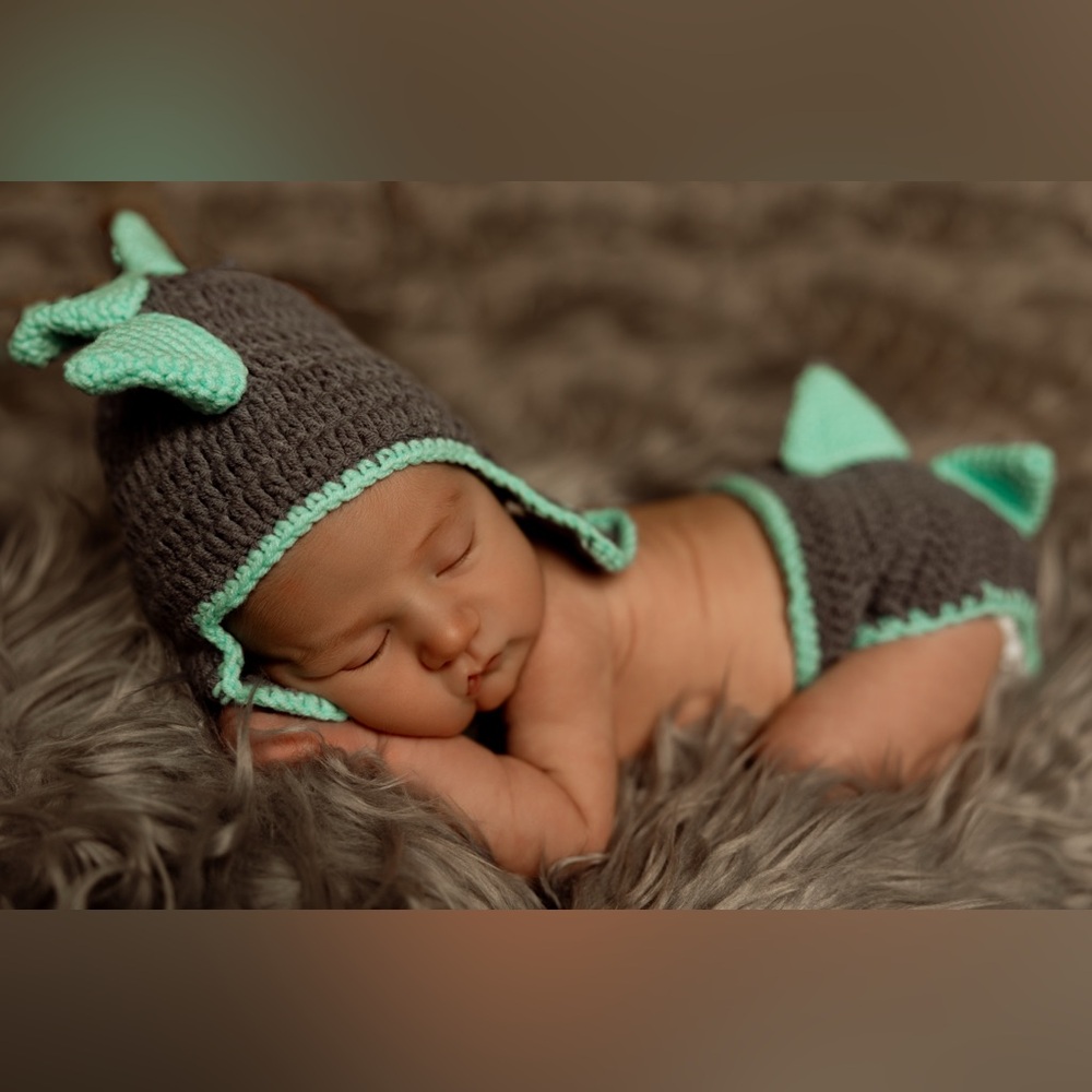 Blue Dinosaur Crochet Hat and Pants Set